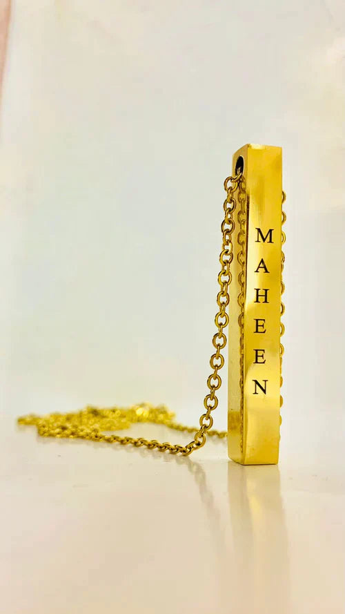 Customized Name 4d Bar Necklace