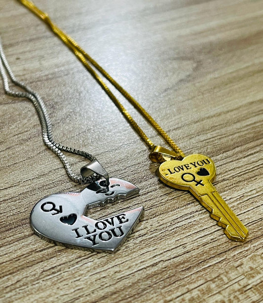 Heart And Key Locket For Couple