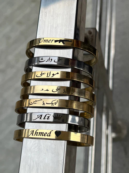 Personalised name Karha ,Bracelets , Bangle for Men & Women Custom Engraved